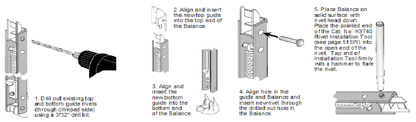 installation of window sash balance replacement parts