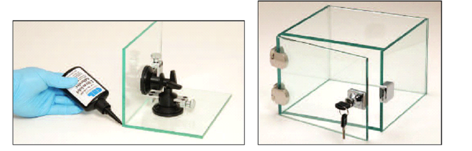 “UV Pieces of glasses glued together using UV curing adhesive