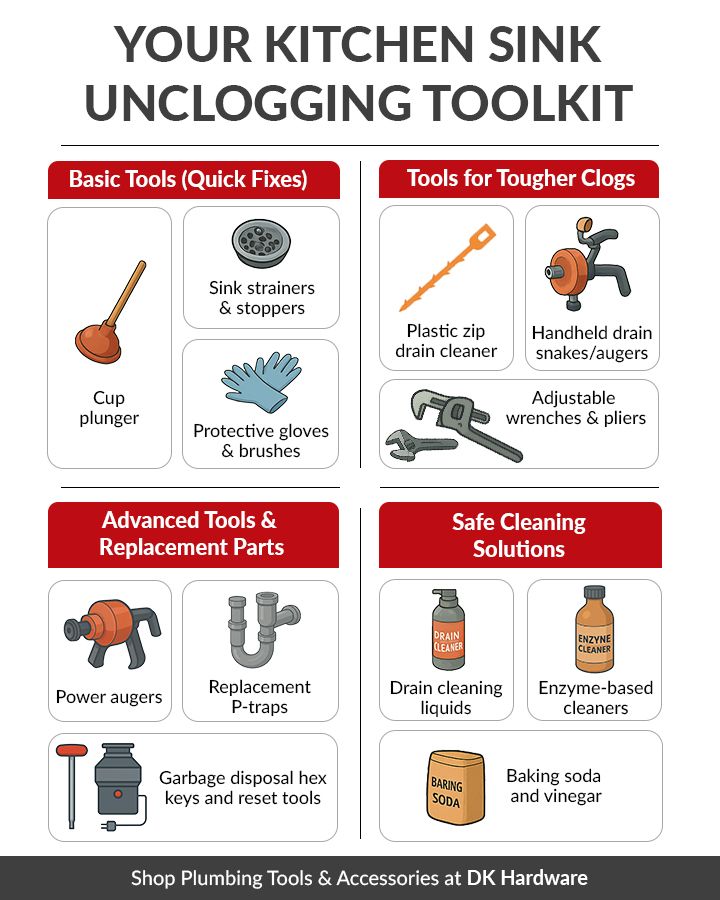 Tools & Products to Help Unclog Your Kitchen Sink