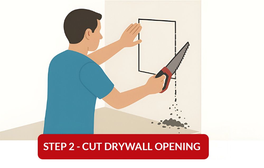 Cut the interior drywall opening