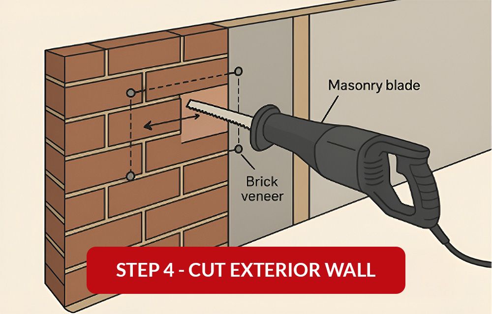 Cut the exterior wall